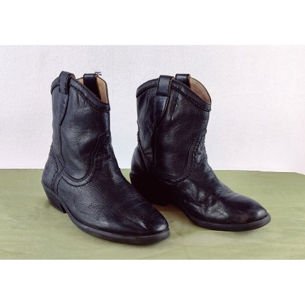 Kids Frye Black Leather Bootie Carson Shortie 13E Unisex Pull On Loops Western